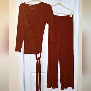 2 Piece Burnt Orange FALL Winter Pant Set